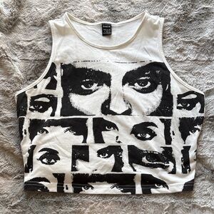 SHEIN Black and White Graphic Tank Top